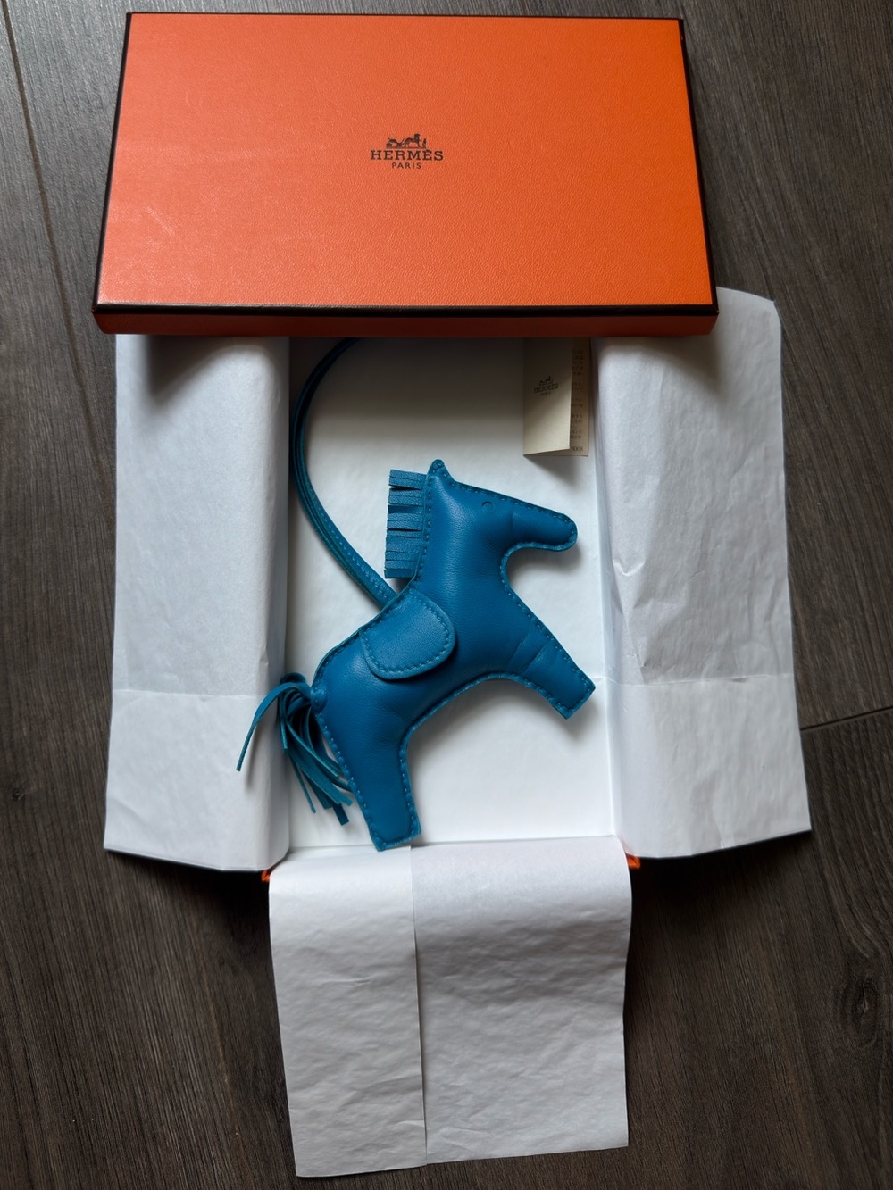 Hermes Rodeo Bag Charm Single Colour- Blue Zanzibar